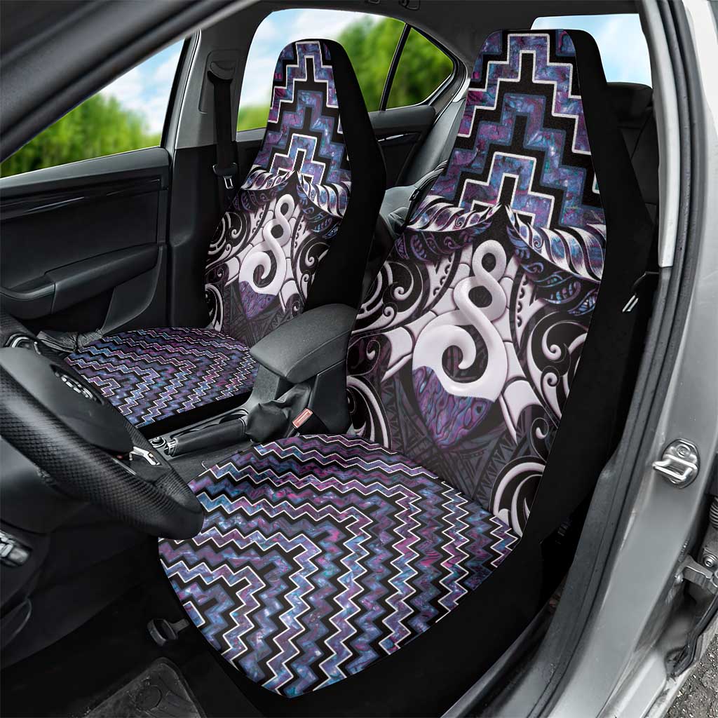 New Zealand Maori Car Seat Cover Poutama Pikorua Purple Paua Shell LT05 - Polynesian Pride