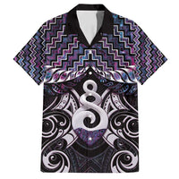 New Zealand Maori Family Matching Off Shoulder Short Dress and Hawaiian Shirt Poutama Pikorua Purple Paua Shell LT05 Dad's Shirt - Short Sleeve Purple - Polynesian Pride