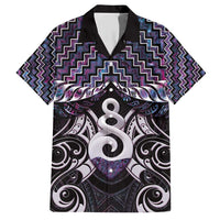 New Zealand Maori Family Matching Short Sleeve Bodycon Dress and Hawaiian Shirt Poutama Pikorua Purple Paua Shell LT05 Dad's Shirt - Short Sleeve Purple - Polynesian Pride