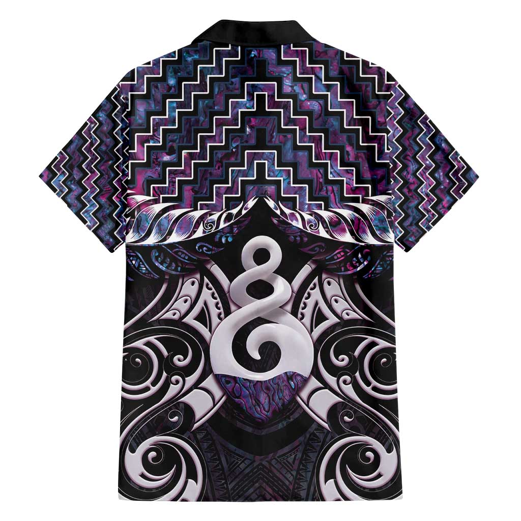 New Zealand Maori Family Matching Tank Maxi Dress and Hawaiian Shirt Poutama Pikorua Purple Paua Shell LT05 - Polynesian Pride