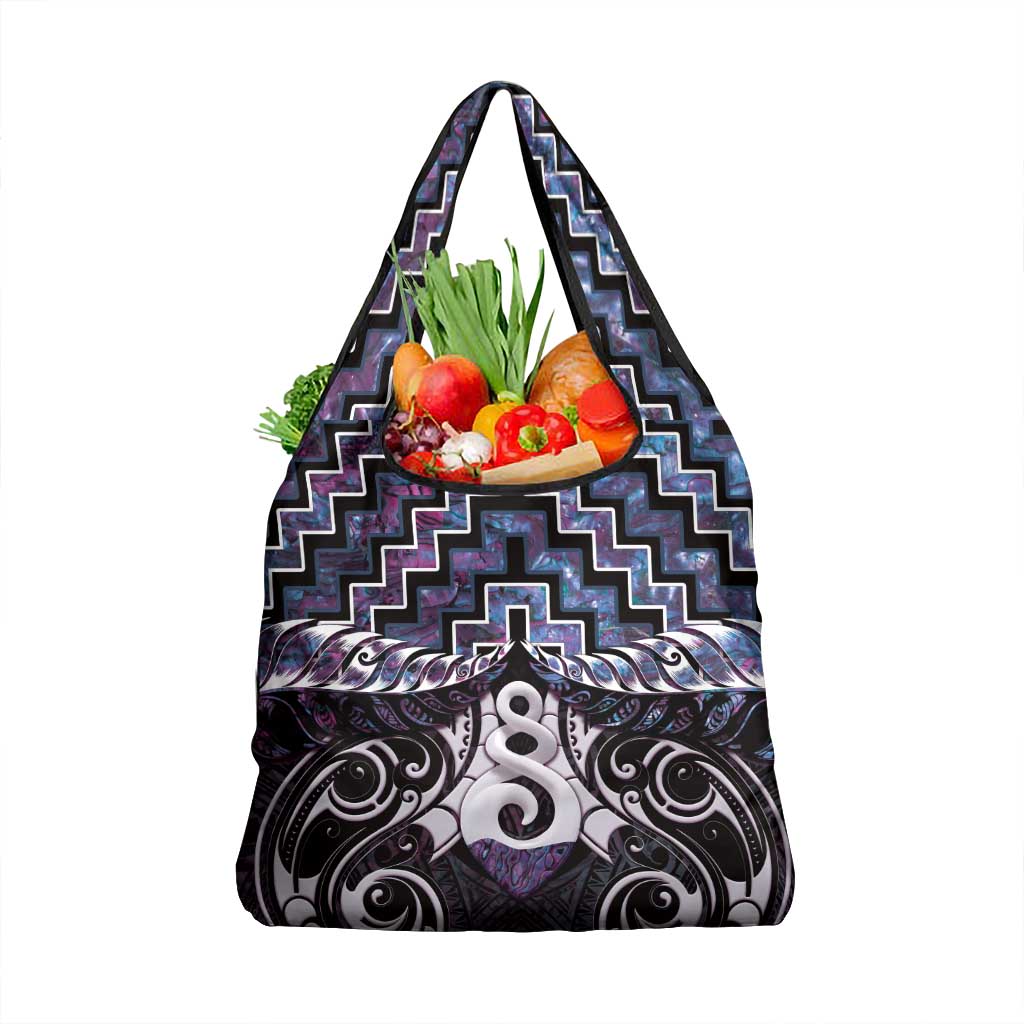 New Zealand Maori Grocery Bag Poutama Pikorua Purple Paua Shell LT05 1-pack One Size Purple - Polynesian Pride