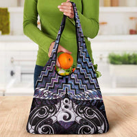New Zealand Maori Grocery Bag Poutama Pikorua Purple Paua Shell LT05 - Polynesian Pride
