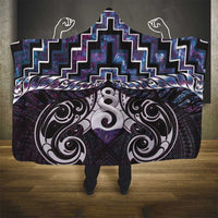 New Zealand Maori Hooded Blanket Poutama Pikorua Purple Paua Shell LT05 - Polynesian Pride