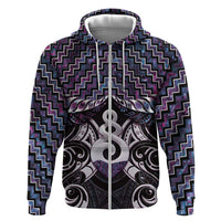 New Zealand Maori Hoodie Poutama Pikorua Purple Paua Shell LT05 Zip Hoodie Purple - Polynesian Pride