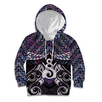 New Zealand Maori Kid Hoodie Poutama Pikorua Purple Paua Shell LT05 Hoodie Purple - Polynesian Pride