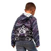 New Zealand Maori Kid Hoodie Poutama Pikorua Purple Paua Shell LT05 - Polynesian Pride