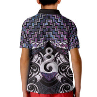 New Zealand Maori Kid Polo Shirt Poutama Pikorua Purple Paua Shell LT05 - Polynesian Pride