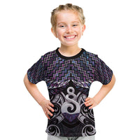 New Zealand Maori Kid T Shirt Poutama Pikorua Purple Paua Shell LT05 Purple - Polynesian Pride