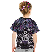 New Zealand Maori Kid T Shirt Poutama Pikorua Purple Paua Shell LT05 - Polynesian Pride