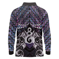 New Zealand Maori Long Sleeve Polo Shirt Poutama Pikorua Purple Paua Shell LT05 - Polynesian Pride