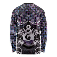 New Zealand Maori Long Sleeve Shirt Poutama Pikorua Purple Paua Shell LT05 - Polynesian Pride