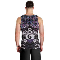 New Zealand Maori Men Tank Top Poutama Pikorua Purple Paua Shell LT05 - Polynesian Pride