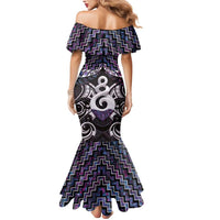 New Zealand Maori Mermaid Dress Poutama Pikorua Purple Paua Shell LT05 - Polynesian Pride