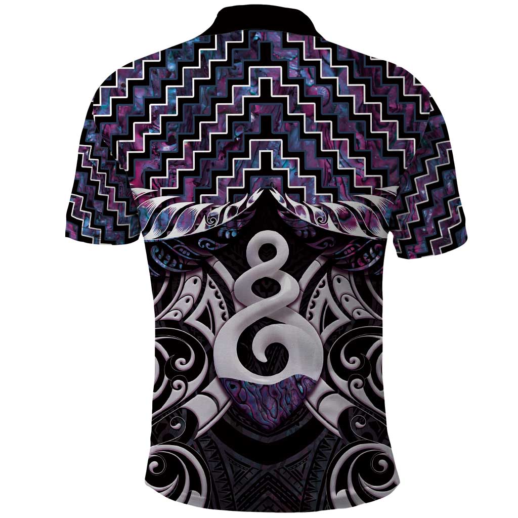 New Zealand Maori Polo Shirt Poutama Pikorua Purple Paua Shell LT05 - Polynesian Pride