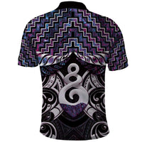 New Zealand Maori Polo Shirt Poutama Pikorua Purple Paua Shell LT05 - Polynesian Pride
