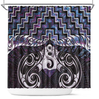 New Zealand Maori Shower Curtain Poutama Pikorua Purple Paua Shell LT05 Purple - Polynesian Pride