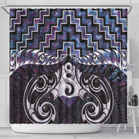 New Zealand Maori Shower Curtain Poutama Pikorua Purple Paua Shell LT05 - Polynesian Pride