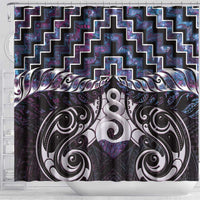 New Zealand Maori Shower Curtain Poutama Pikorua Purple Paua Shell LT05 - Polynesian Pride
