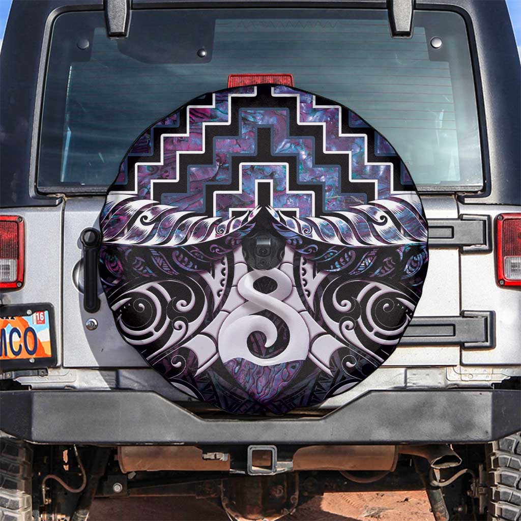 New Zealand Maori Spare Tire Cover Poutama Pikorua Purple Paua Shell LT05 Purple - Polynesian Pride