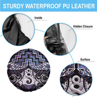 New Zealand Maori Spare Tire Cover Poutama Pikorua Purple Paua Shell LT05 - Polynesian Pride