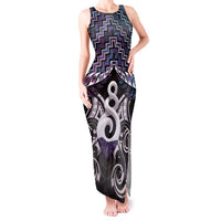 New Zealand Maori Tank Maxi Dress Poutama Pikorua Purple Paua Shell LT05 Women Purple - Polynesian Pride