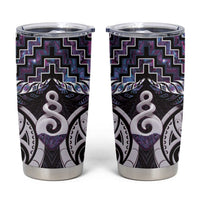 New Zealand Maori Tumbler Cup Poutama Pikorua Purple Paua Shell LT05 Purple - Polynesian Pride