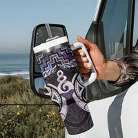 New Zealand Maori Tumbler With Handle Poutama Pikorua Purple Paua Shell LT05 - Polynesian Pride