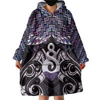 New Zealand Maori Wearable Blanket Hoodie Poutama Pikorua Purple Paua Shell LT05 - Polynesian Pride