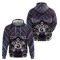New Zealand Maori Zip Hoodie Poutama Pikorua Purple Paua Shell LT05 - Polynesian Pride