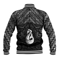 New Zealand Maori Baseball Jacket Poutama Manaia Black Paua Shell