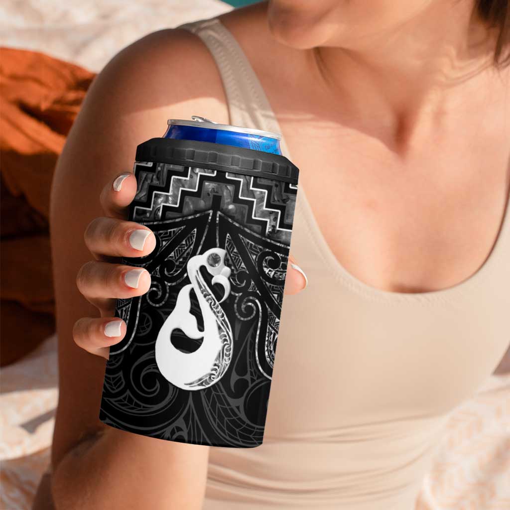 New Zealand Maori 4 in 1 Can Cooler Tumbler Poutama Manaia Black Paua Shell LT05 - Polynesian Pride