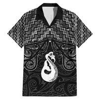 New Zealand Maori Family Matching Mermaid Dress and Hawaiian Shirt Poutama Manaia Black Paua Shell LT05 Dad's Shirt - Short Sleeve Black - Polynesian Pride