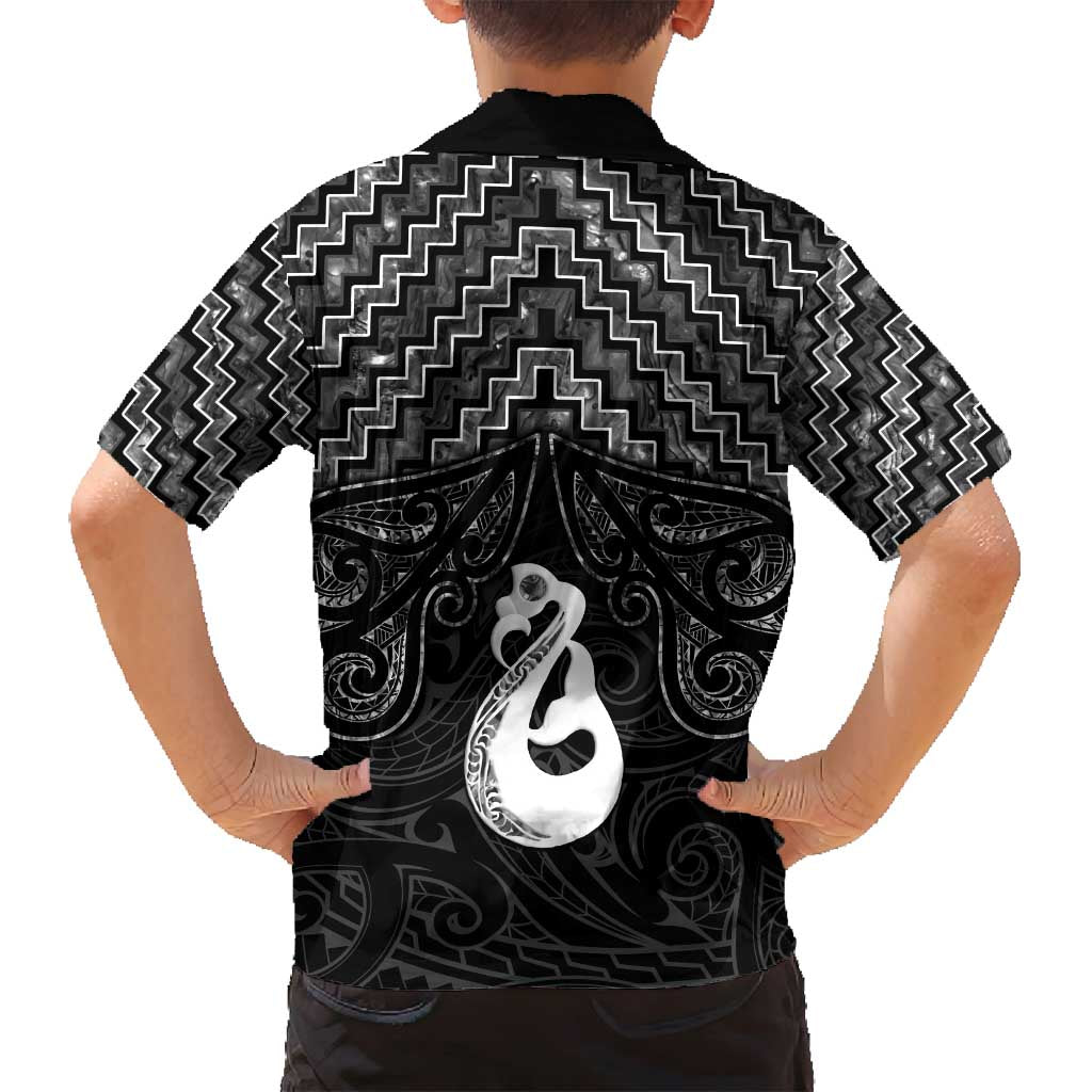New Zealand Maori Family Matching Puletasi and Hawaiian Shirt Poutama Manaia Black Paua Shell LT05 - Polynesian Pride