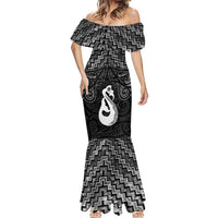 New Zealand Maori Mermaid Dress Poutama Manaia Black Paua Shell LT05 - Polynesian Pride