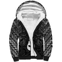 New Zealand Maori Sherpa Hoodie Poutama Manaia Black Paua Shell LT05 Unisex Black - Polynesian Pride