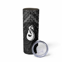 New Zealand Maori Skinny Tumbler Poutama Manaia Black Paua Shell LT05 - Polynesian Pride
