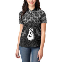New Zealand Maori Women Polo Shirt Poutama Manaia Black Paua Shell LT05 - Polynesian Pride