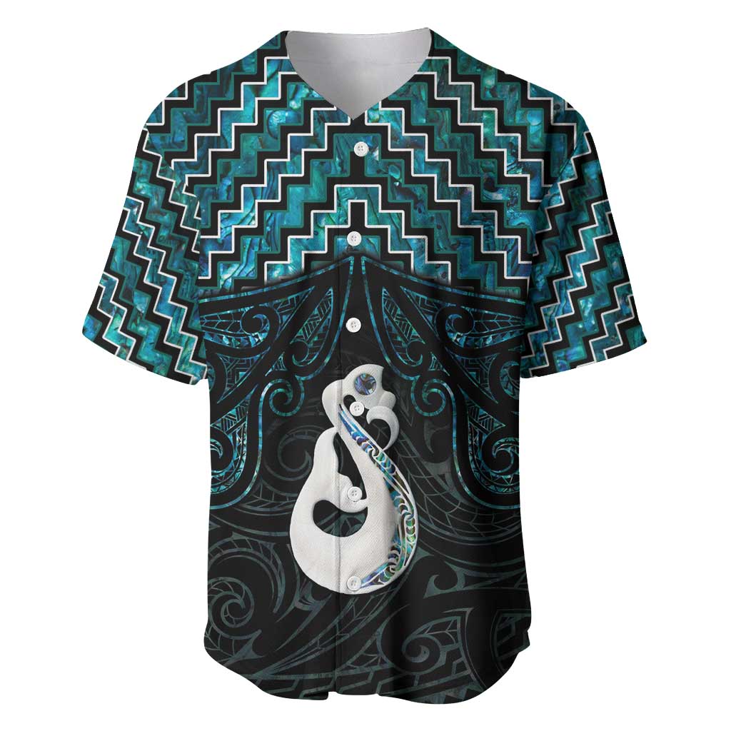 New Zealand Maori Baseball Jersey Poutama Manaia Turquoise Paua Shell LT05 Turquoise - Polynesian Pride