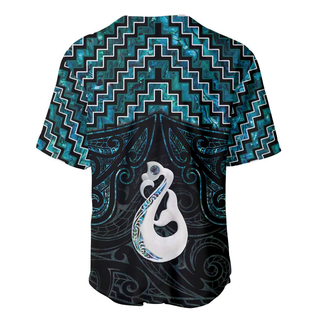 New Zealand Maori Baseball Jersey Poutama Manaia Turquoise Paua Shell LT05 - Polynesian Pride