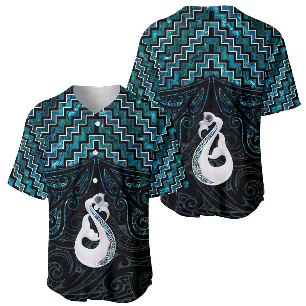 New Zealand Maori Baseball Jersey Poutama Manaia Turquoise Paua Shell LT05 - Polynesian Pride