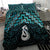 New Zealand Maori Bedding Set Poutama Manaia Turquoise Paua Shell
