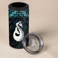 New Zealand Maori 4 in 1 Can Cooler Tumbler Poutama Manaia Turquoise Paua Shell LT05 - Polynesian Pride