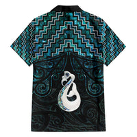 New Zealand Maori Family Matching Off The Shoulder Long Sleeve Dress and Hawaiian Shirt Poutama Manaia Turquoise Paua Shell LT05 - Polynesian Pride