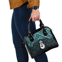 New Zealand Maori Shoulder Handbag Poutama Manaia Turquoise Paua Shell LT05 - Polynesian Pride