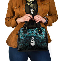 New Zealand Maori Shoulder Handbag Poutama Manaia Turquoise Paua Shell LT05 - Polynesian Pride