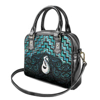 New Zealand Maori Shoulder Handbag Poutama Manaia Turquoise Paua Shell LT05 - Polynesian Pride