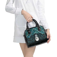 New Zealand Maori Shoulder Handbag Poutama Manaia Turquoise Paua Shell LT05 - Polynesian Pride
