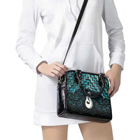 New Zealand Maori Shoulder Handbag Poutama Manaia Turquoise Paua Shell LT05 - Polynesian Pride