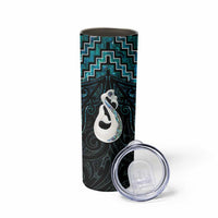 New Zealand Maori Skinny Tumbler Poutama Manaia Turquoise Paua Shell LT05 - Polynesian Pride