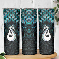 New Zealand Maori Skinny Tumbler Poutama Manaia Turquoise Paua Shell LT05 - Polynesian Pride